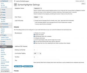 SyntaxHighlighter Options